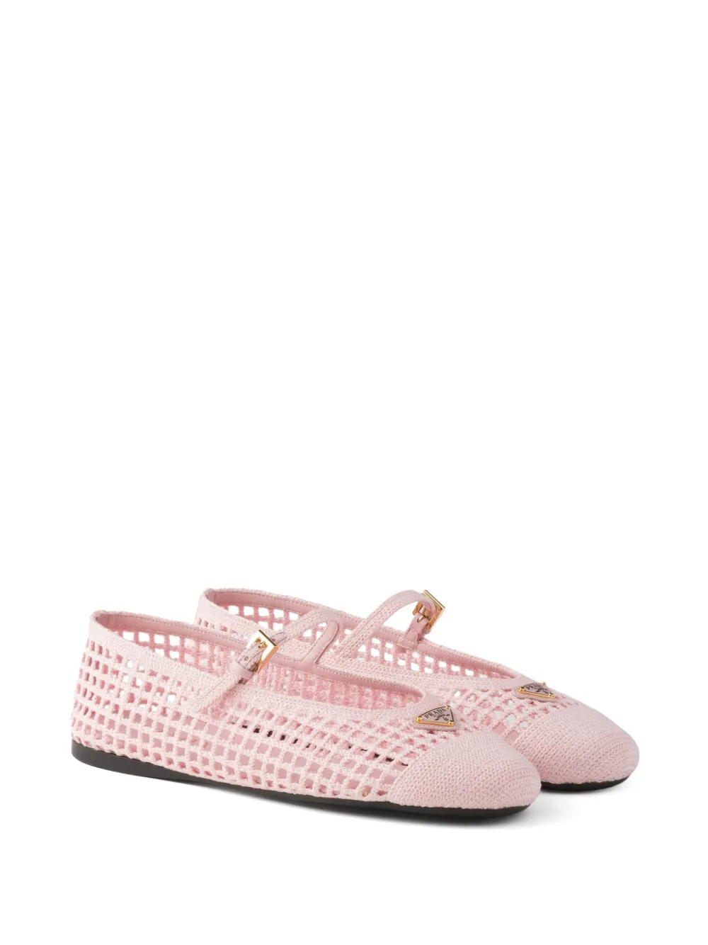 Prada crochet ballet flats Roze