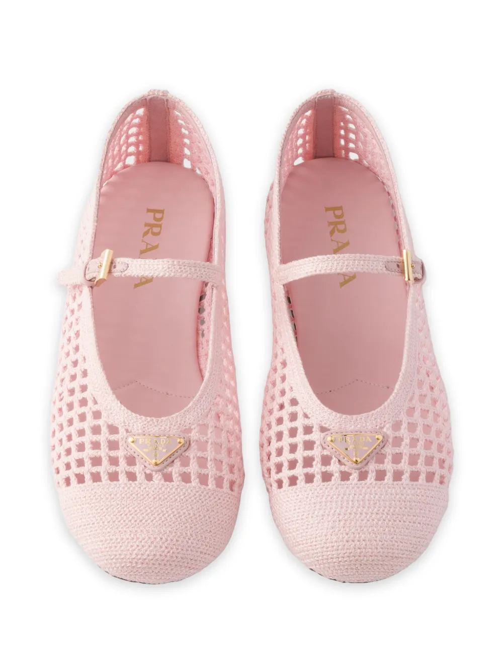 Prada crochet ballet flats Roze