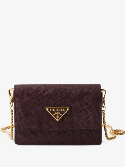 Prada leather shoulder-strap card holder