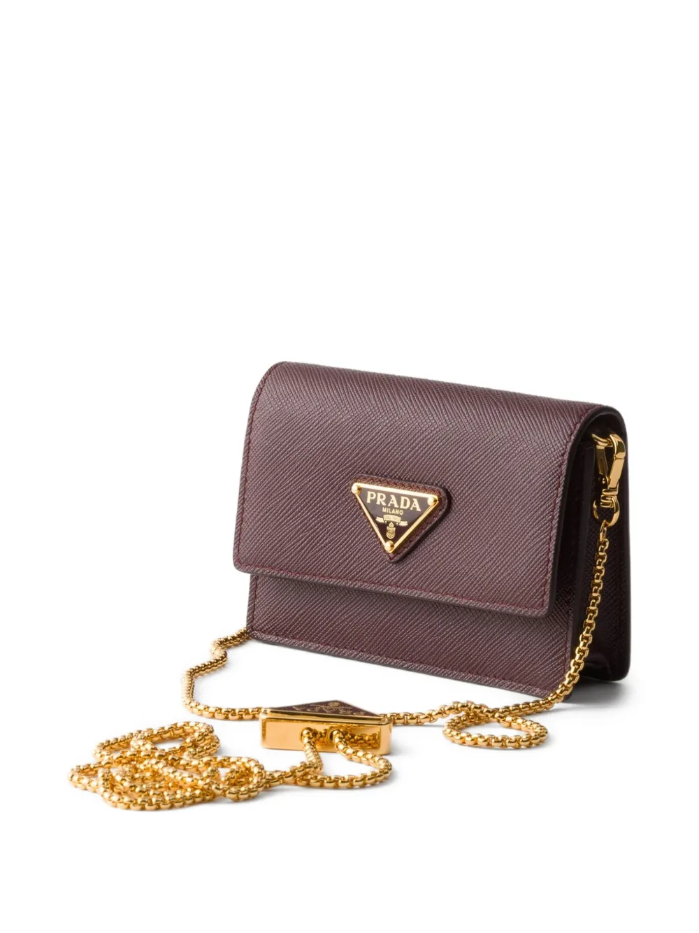  Prada Leather Shoulder-strap Card Holder - Purple 