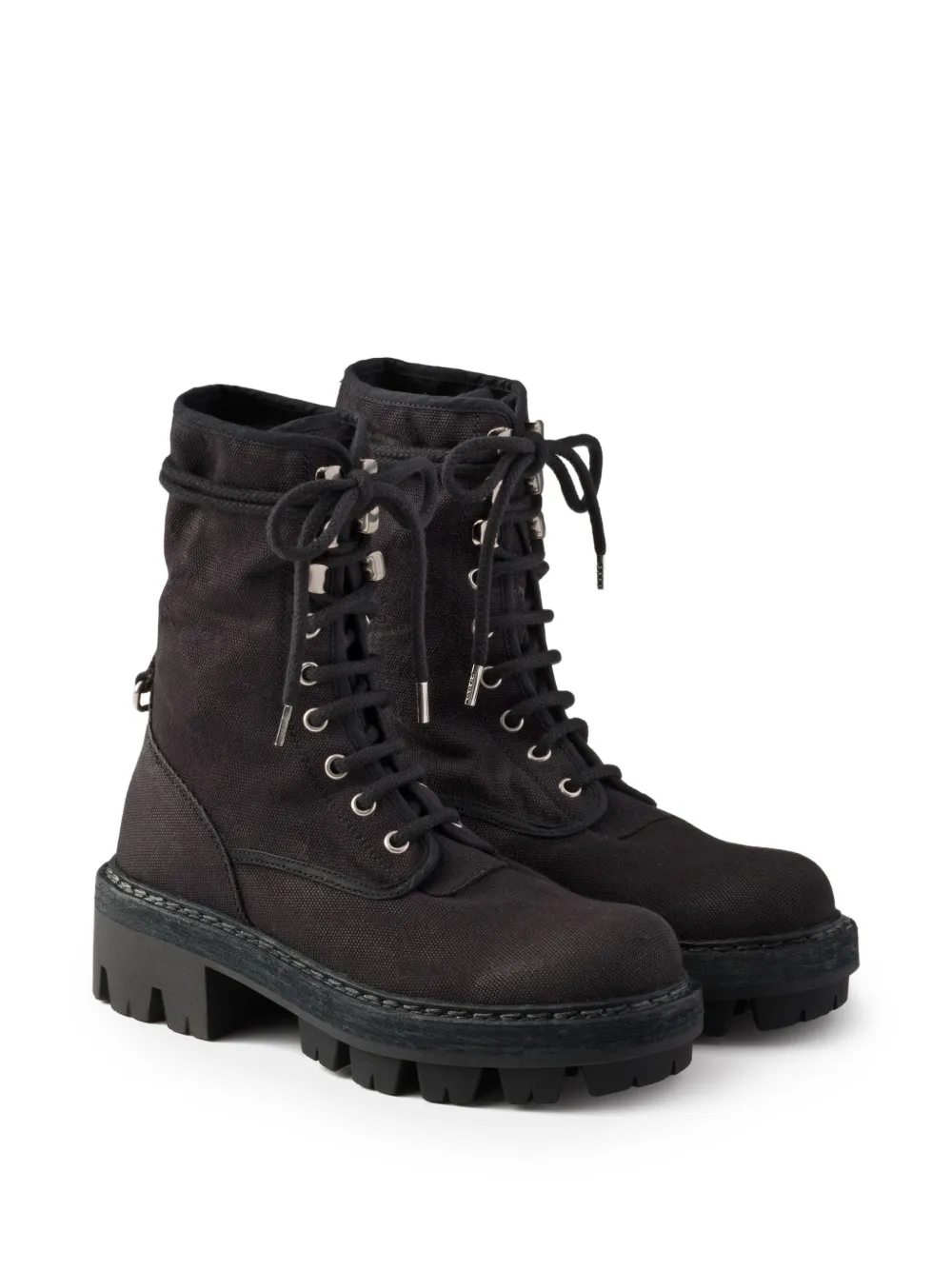 Prada Canvas enkellaarzen Zwart