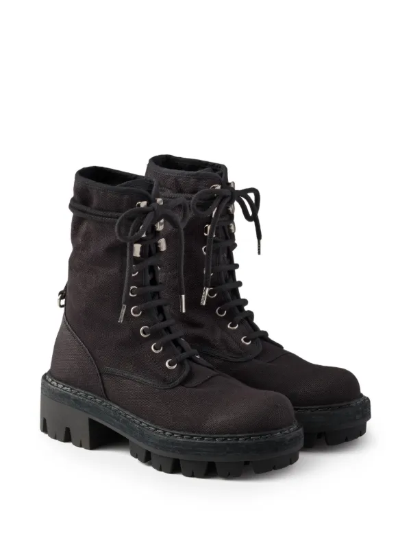 Prada Canvas Ankle Boots | Black | FARFETCH