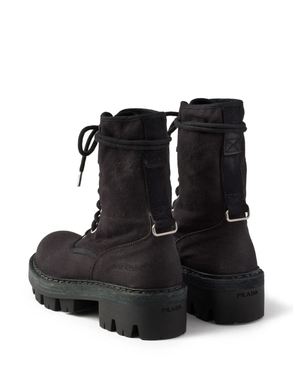 Prada Canvas enkellaarzen Zwart