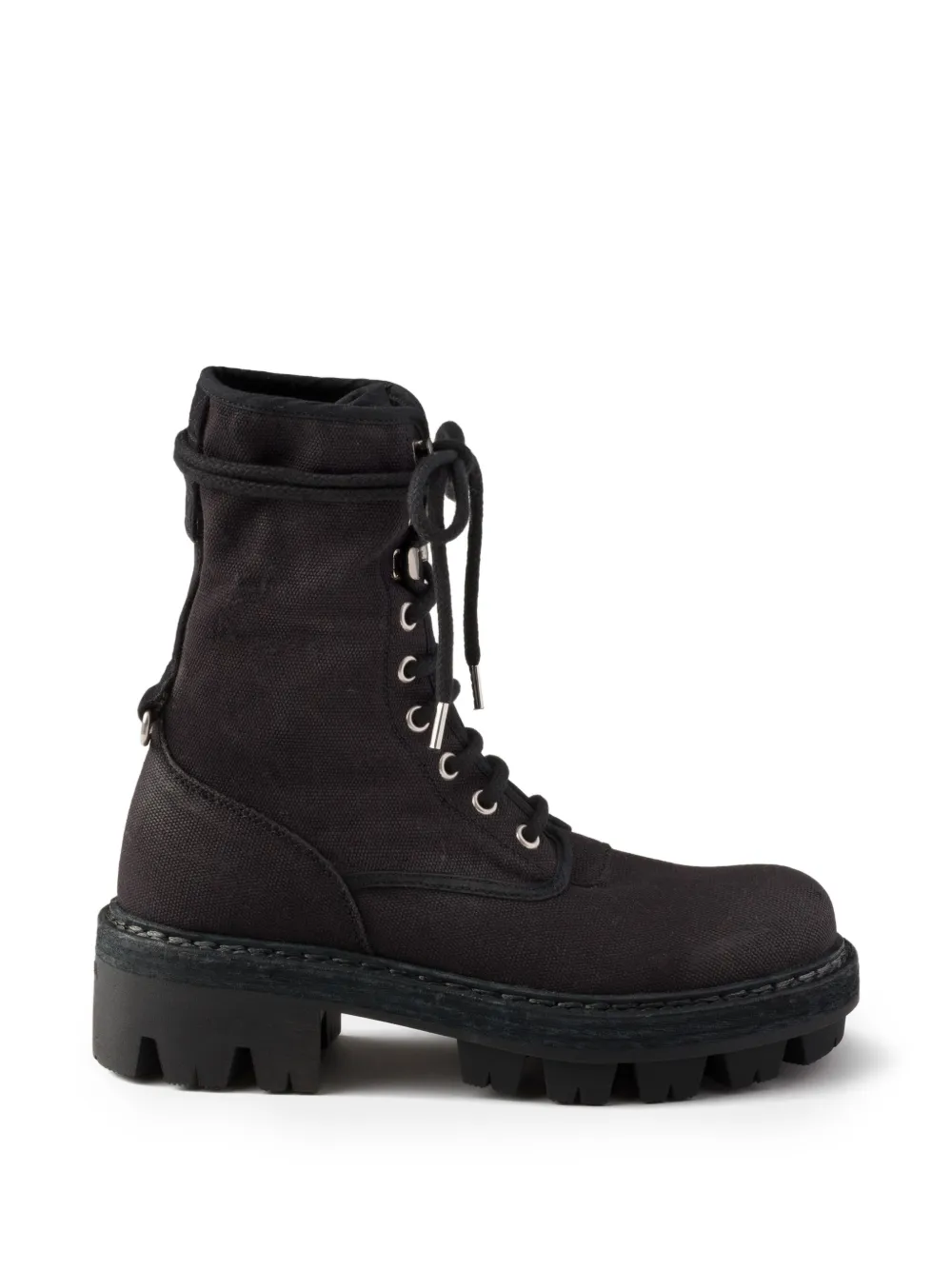 Prada Canvas enkellaarzen Zwart