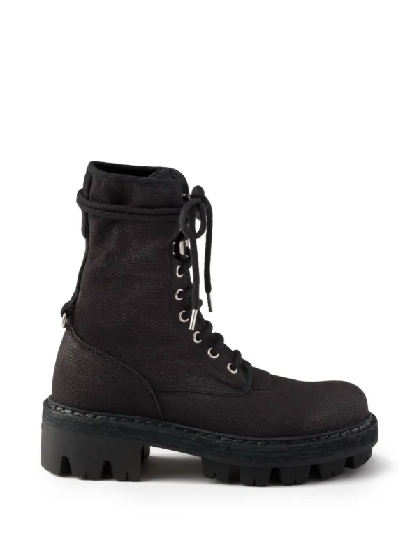Prada Canvas Ankle Boots in Black