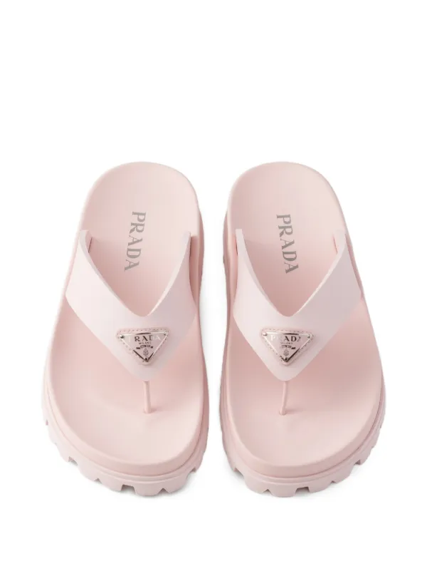 Prada Rubber Thong Sandals | Pink | FARFETCH