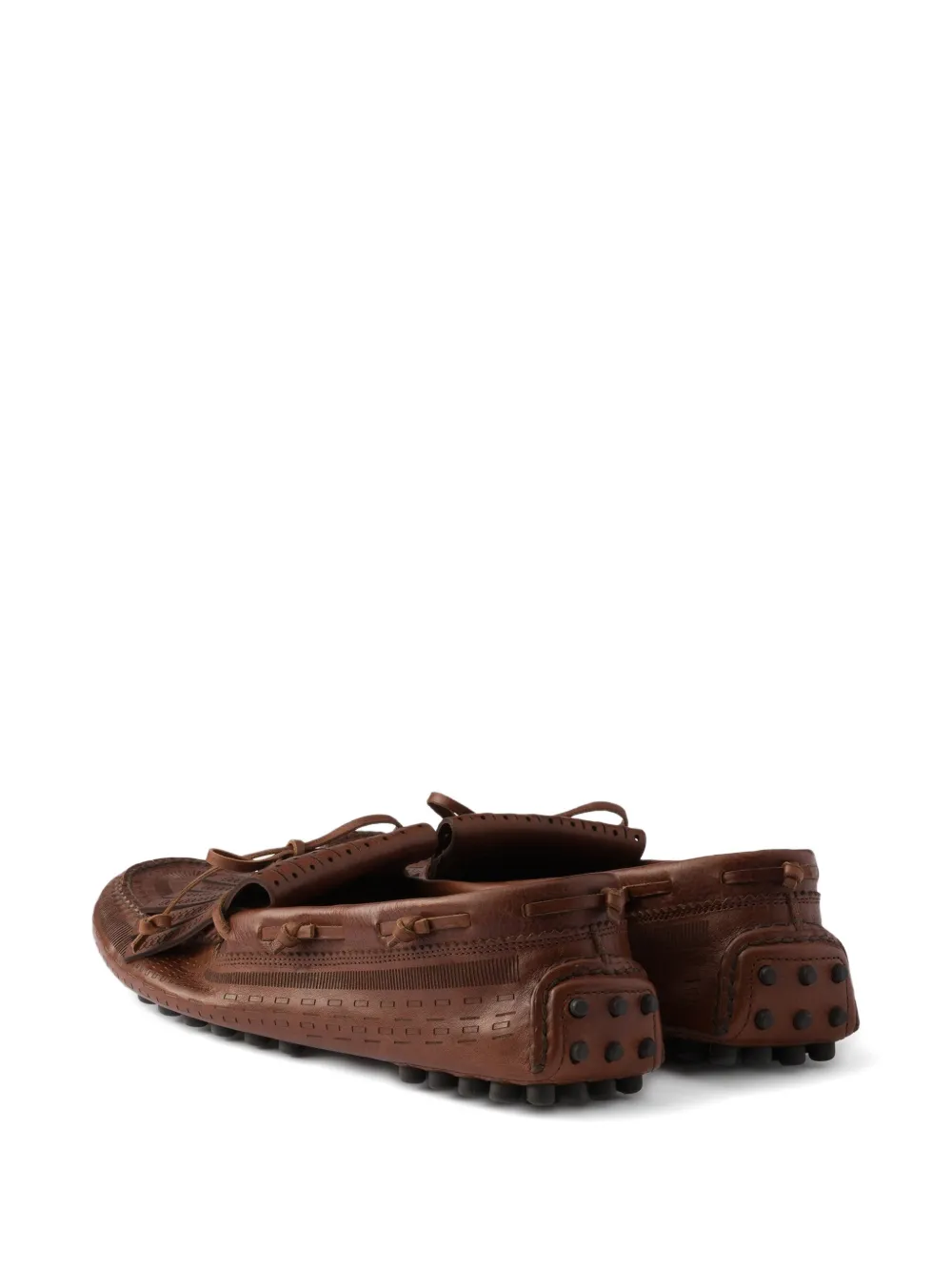 Prada Leren loafers met franje Bruin