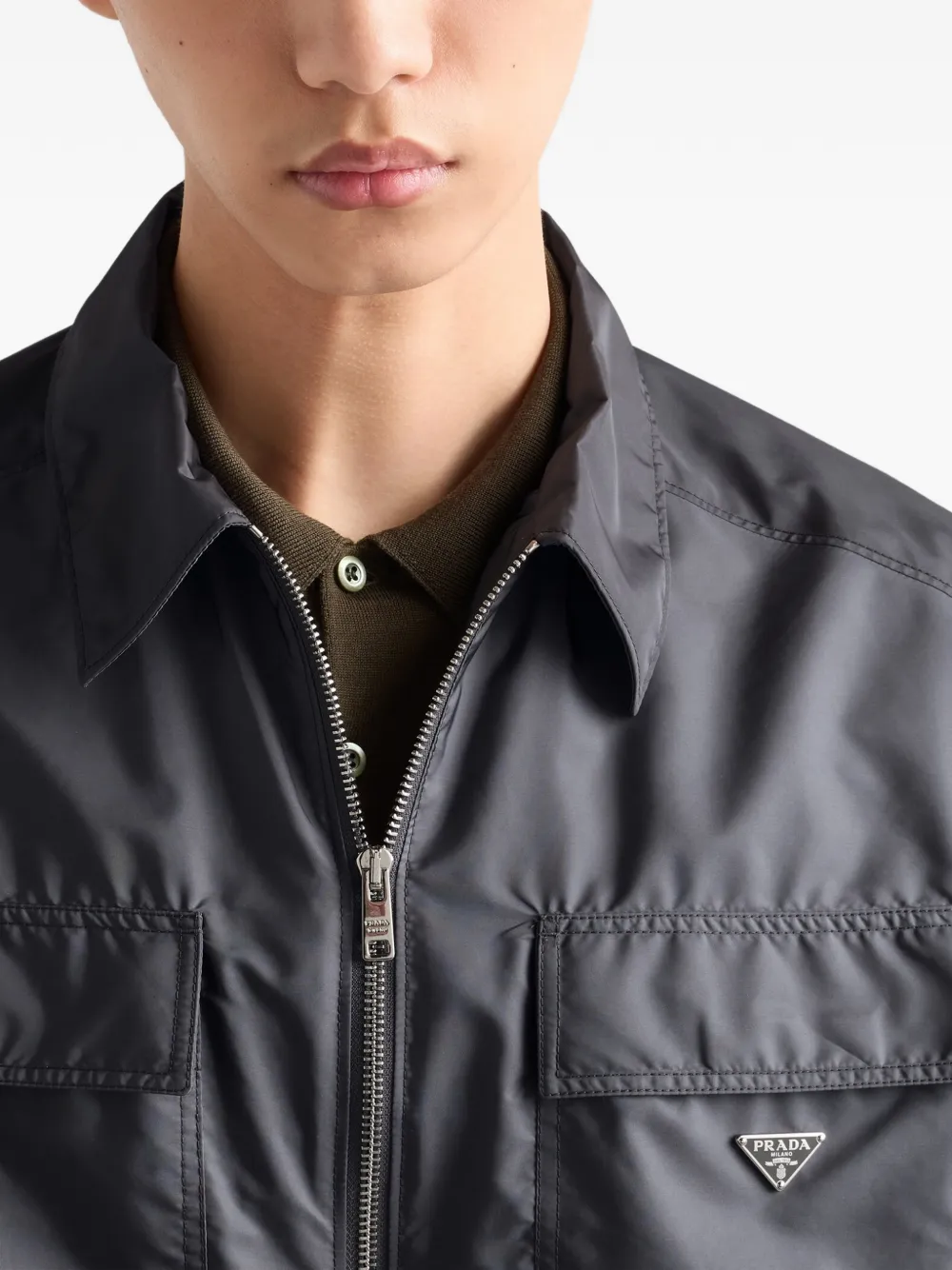 Prada Shirtjack met logo Grijs