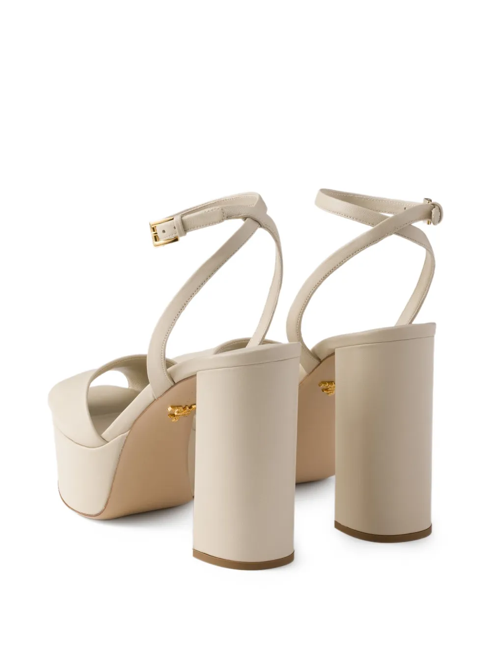 Prada leather platform sandals Beige