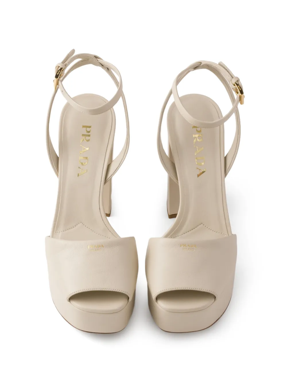 Prada leather platform sandals Beige