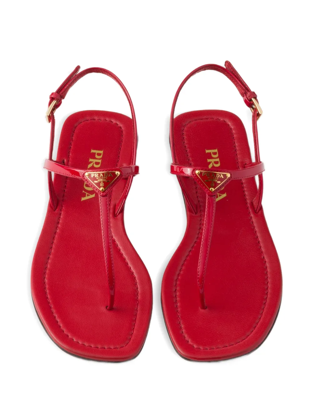 Prada patent leather thong sandals Rood