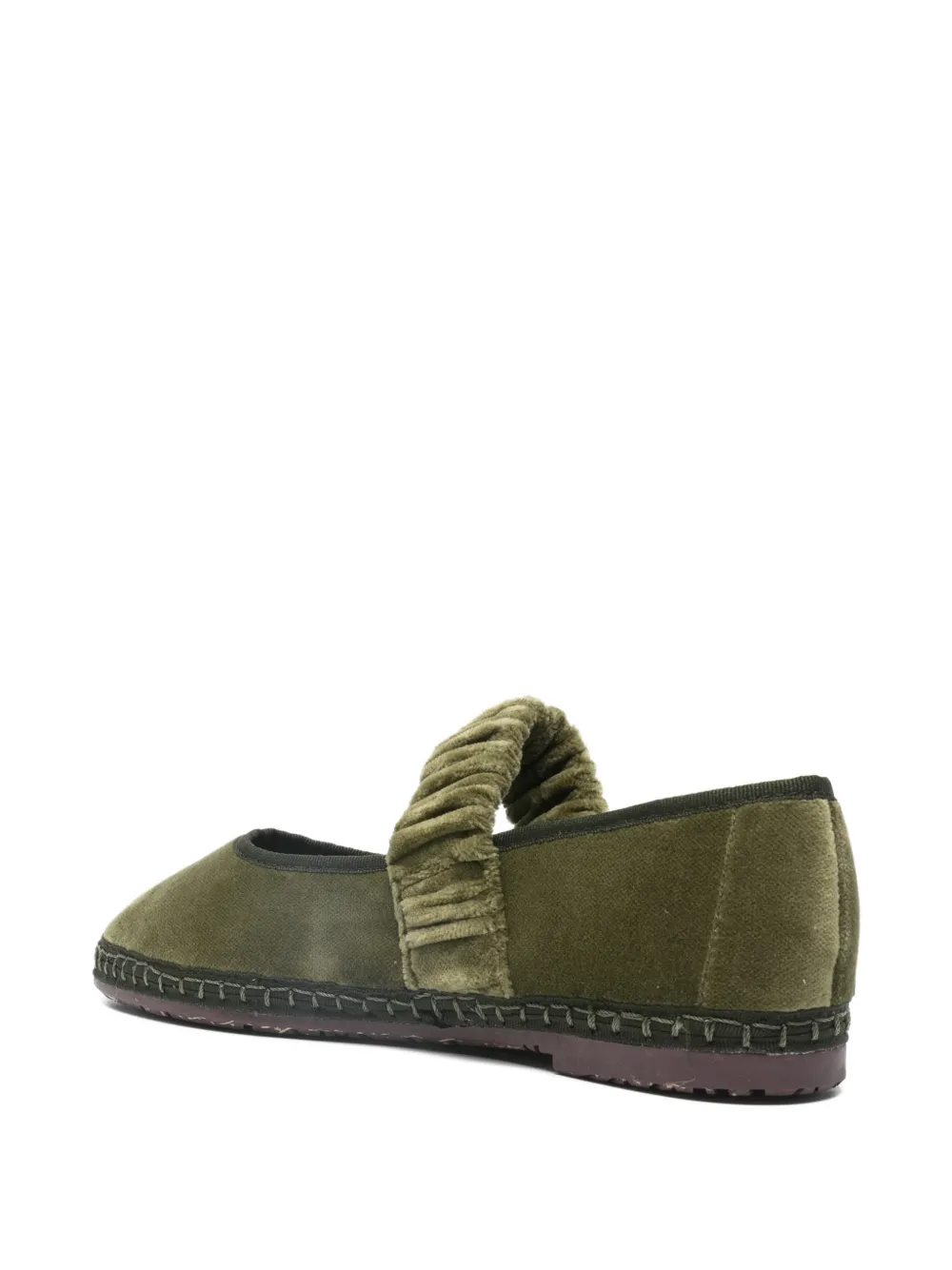 FLABELUS Mafalda ruched-strap ballet flats Groen