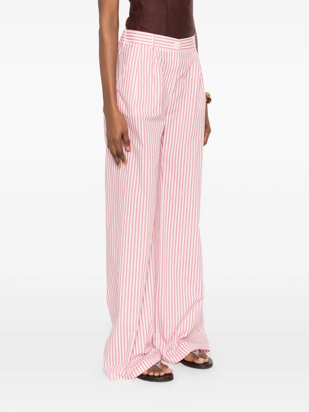  Ermanno Firenze Striped Wide-leg Trousers - Pink 