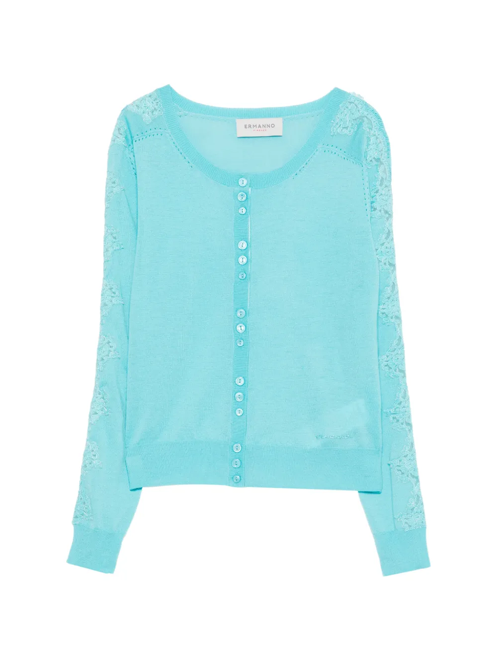 ERMANNO FIRENZE lace -detail cardigan - Blu