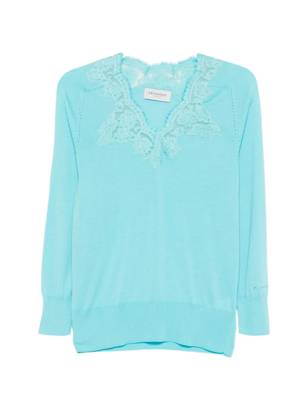 ERMANNO FIRENZE lace V-neck top - Blu