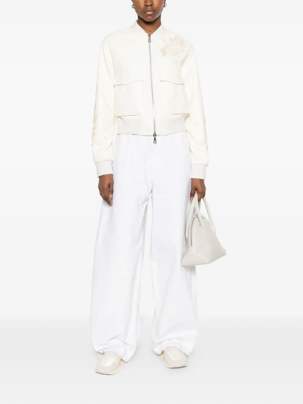  Ermanno Firenze Embroidered Bomber Jacket - Neutrals 