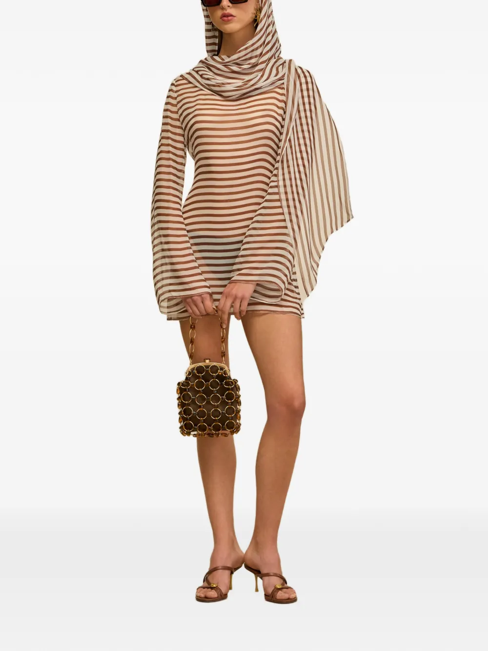 Cult Gaia Beaux striped cowl-neck dress - Bianco