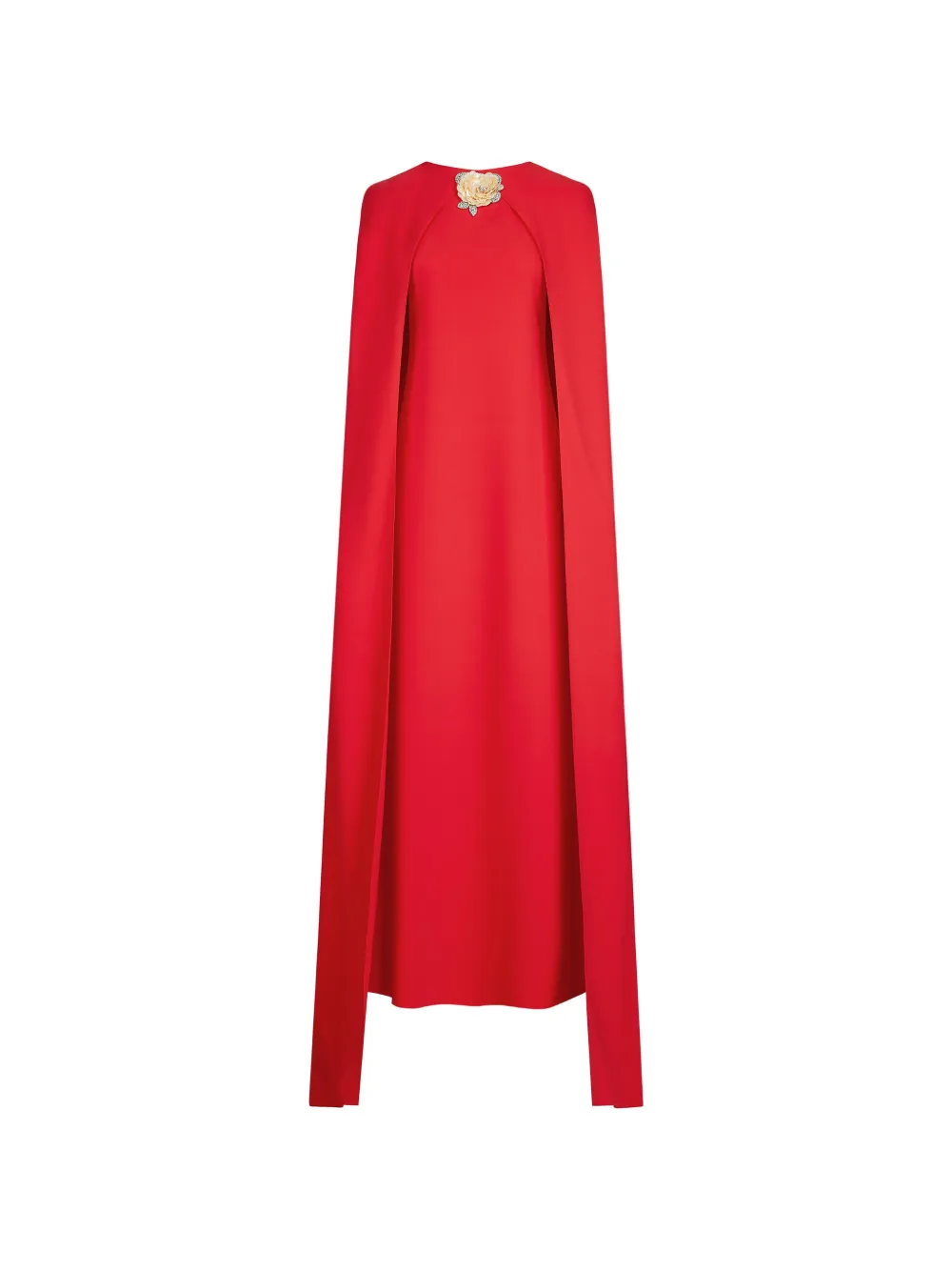 Oscar de la Renta brooch-embroidered cape-back maxi dress - Rosso