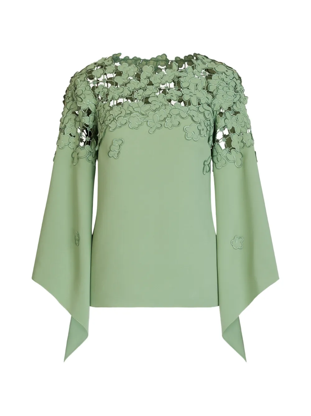 Oscar de la Renta long-sleeve embroidered blouse - Verde