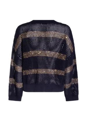 Pull Brunello Cucinelli En Lin Avec Paillettes Et épaules Dénudées - Taille 2XL, Blanc - Neuf Sans étiquettes