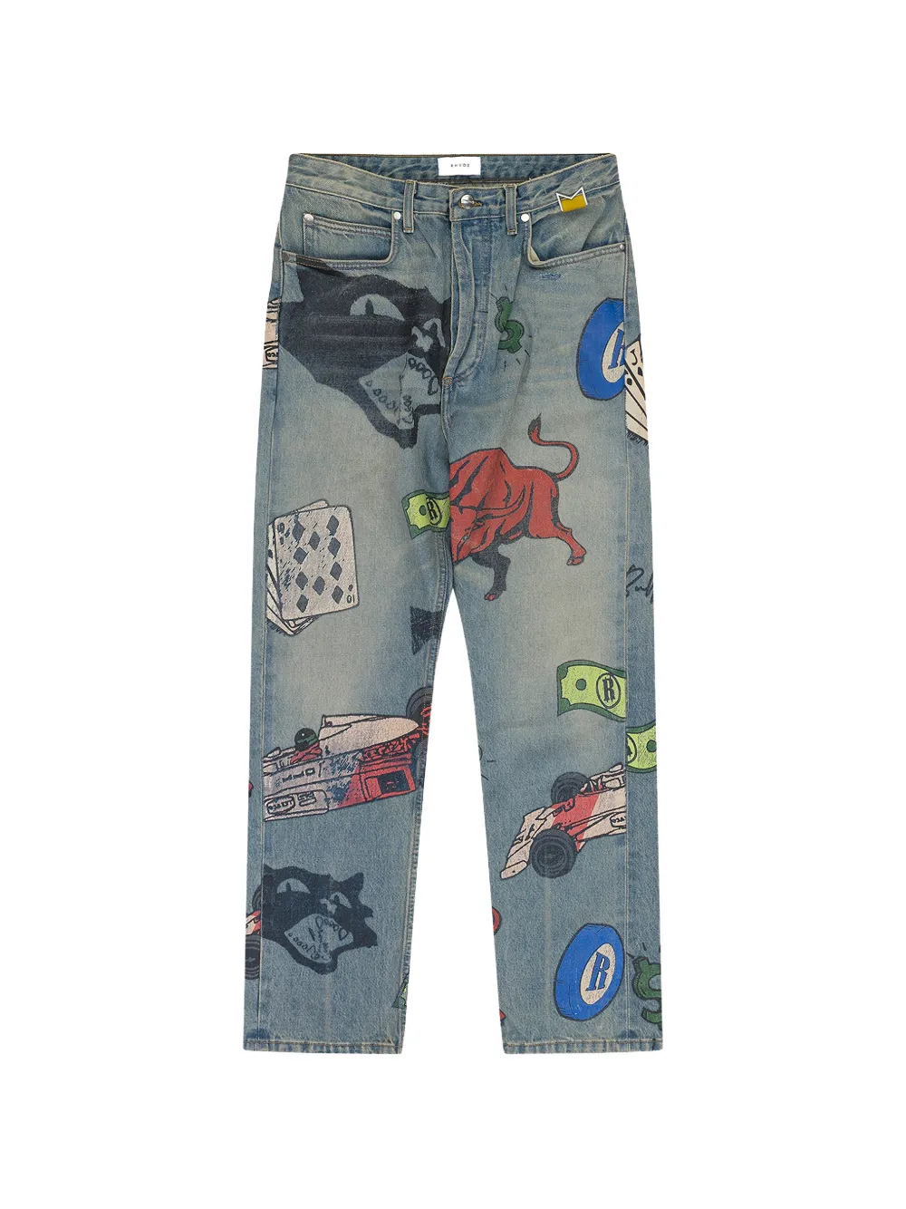 RHUDE printed straight-leg trousers - Blu