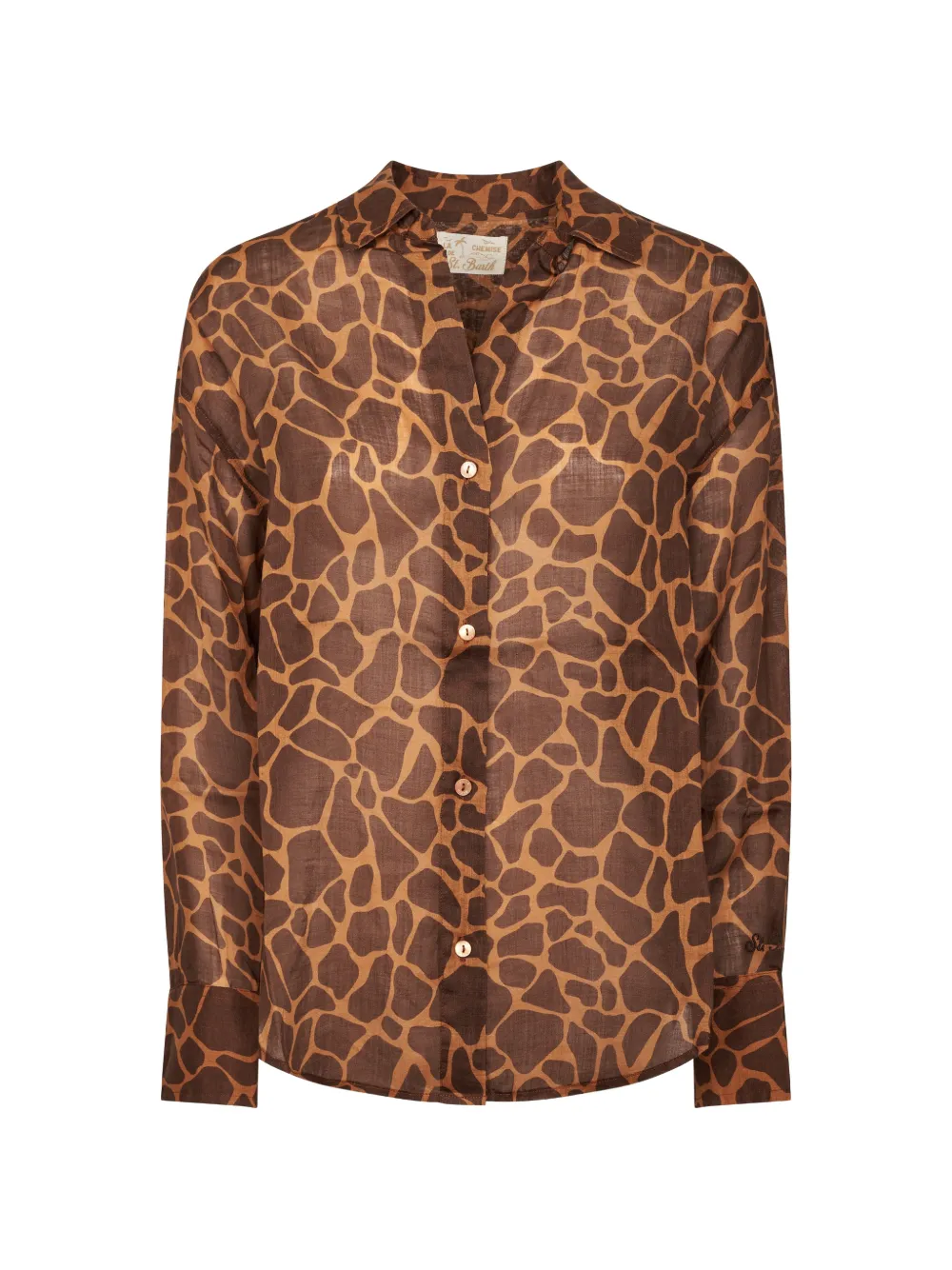 Mc2 Saint Barth Giraffe-print Button-up Shirt In Brown