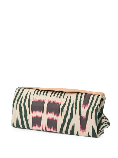 RABENS SALONER large Suli ikat-print leather-trim clutch bag