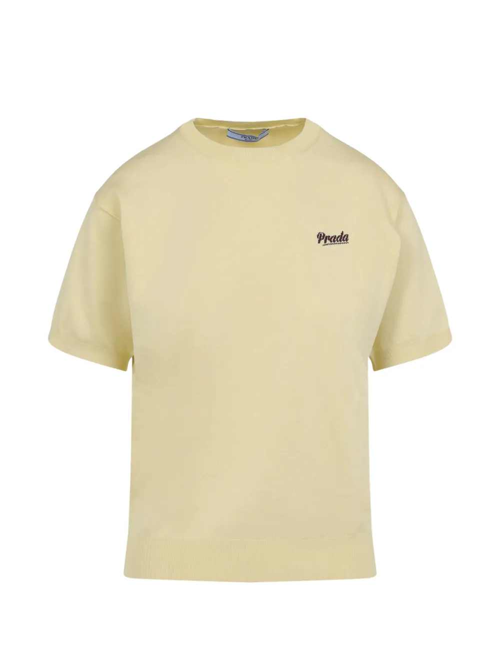 Prada logo -detail short-sleeved sweater - Giallo