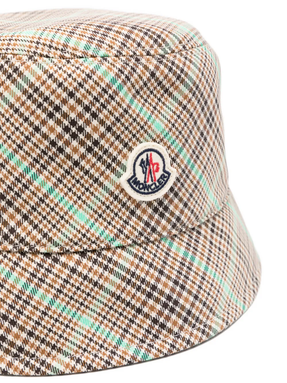  Moncler Plaid Logo Patch Hat - Neutrals 