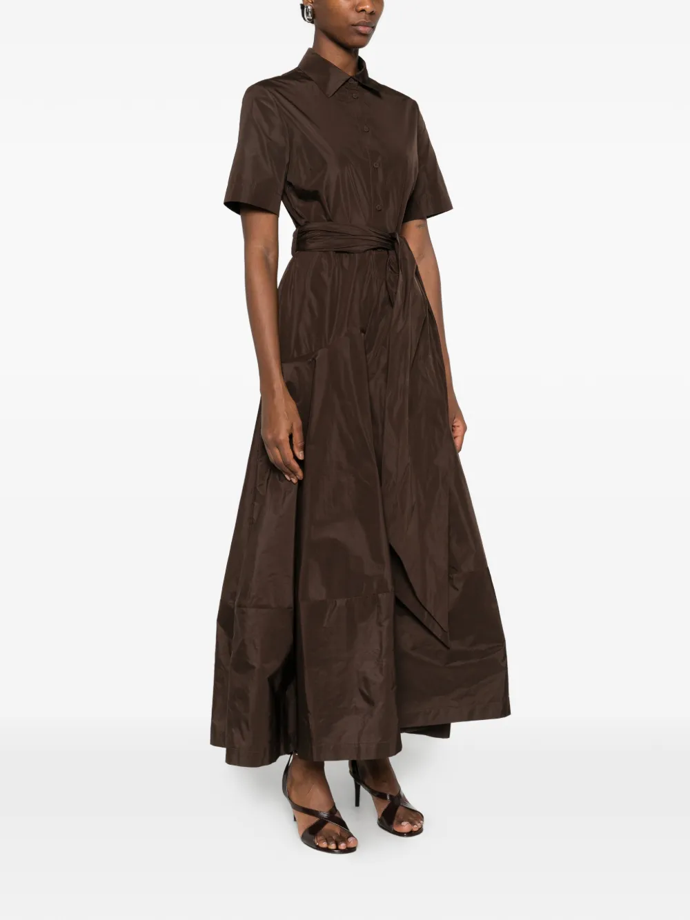  P.a.r.o.s.h. Tie-waist Layered Maxi Dress - Brown 