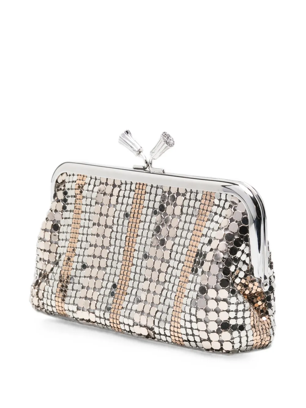 Anya Hindmarch Maud Stripes Tassel Clutch Bag Embellished Mesh in Multi-metallic in Silver, view 3