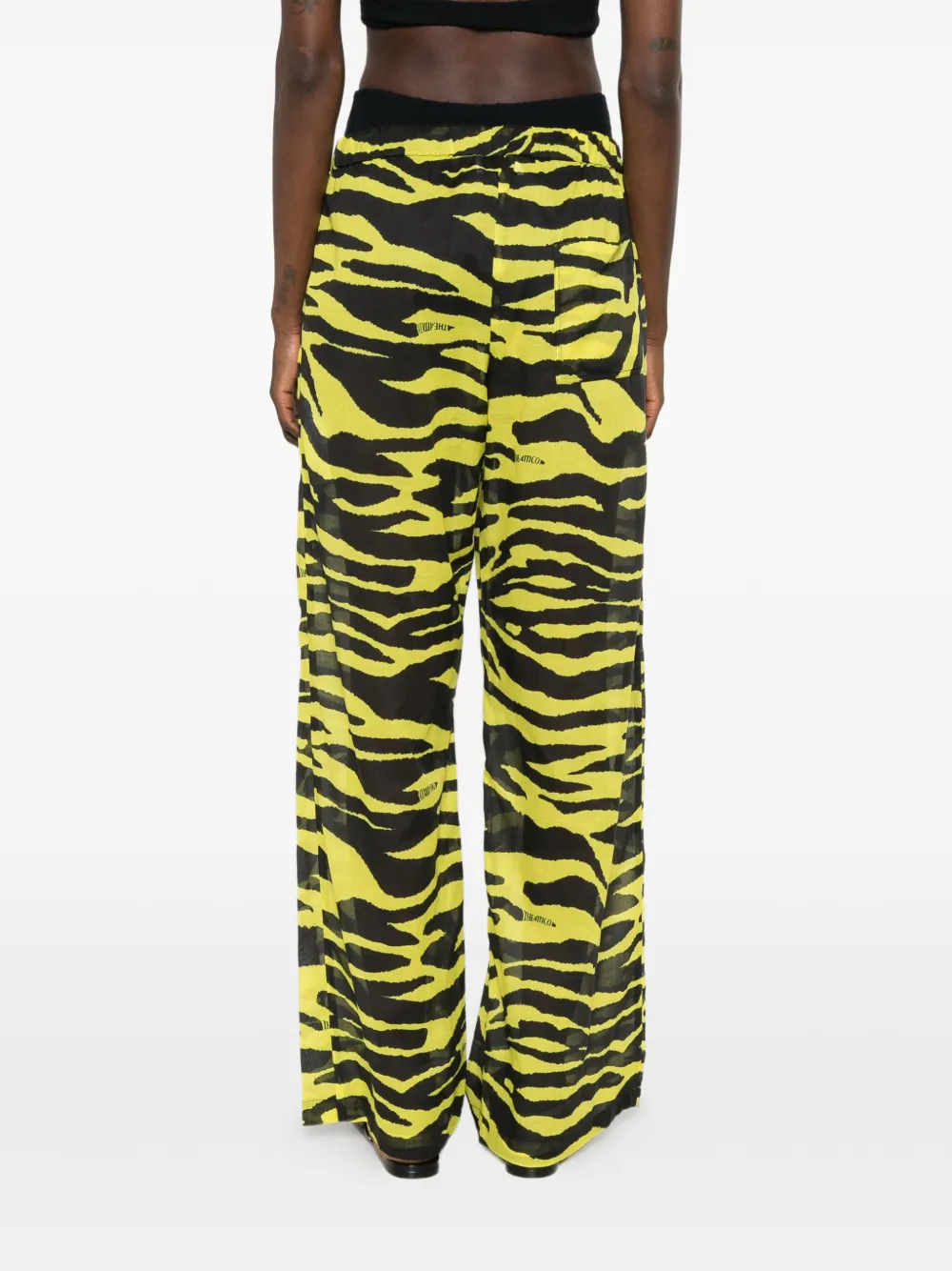 The Attico Broek met zebraprint en trekkoord Geel