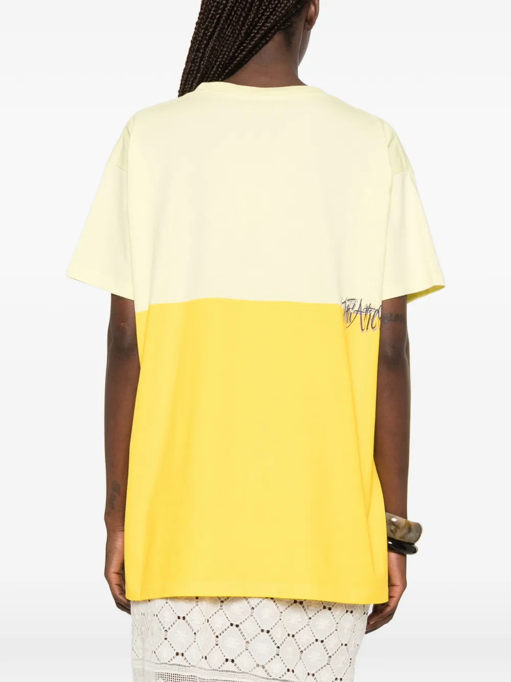 The Attico T-shirt met logoprint Geel