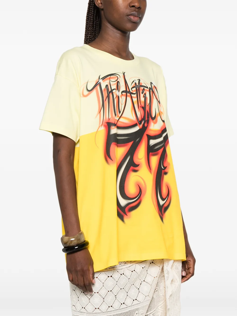The Attico T-shirt met logoprint Geel