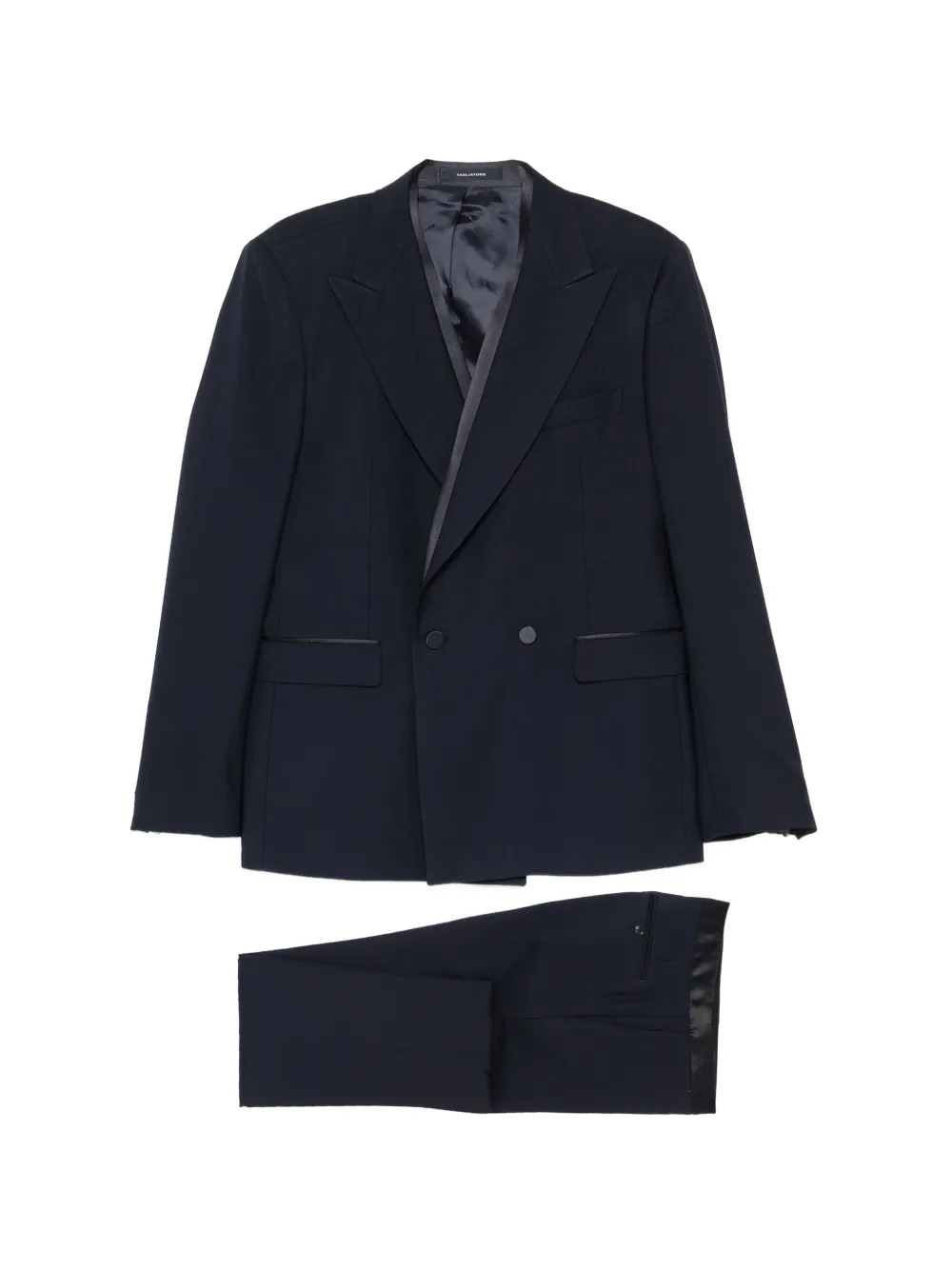 Tagliatore double-breasted satin-trim suit - Blu