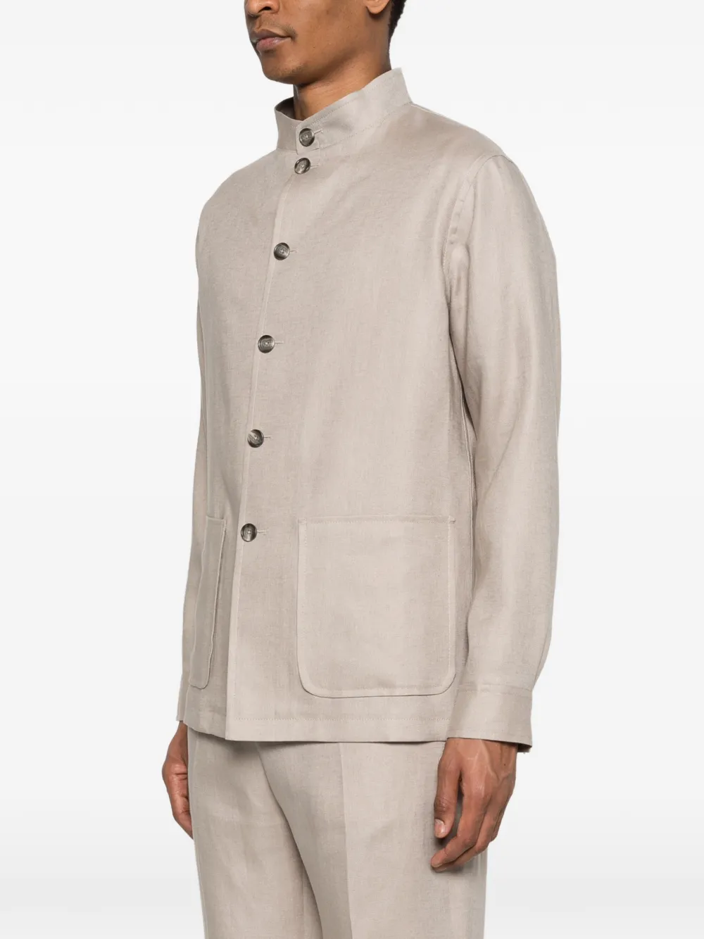 Tagliatore Button-up shirtjack met opgestikte zak Beige