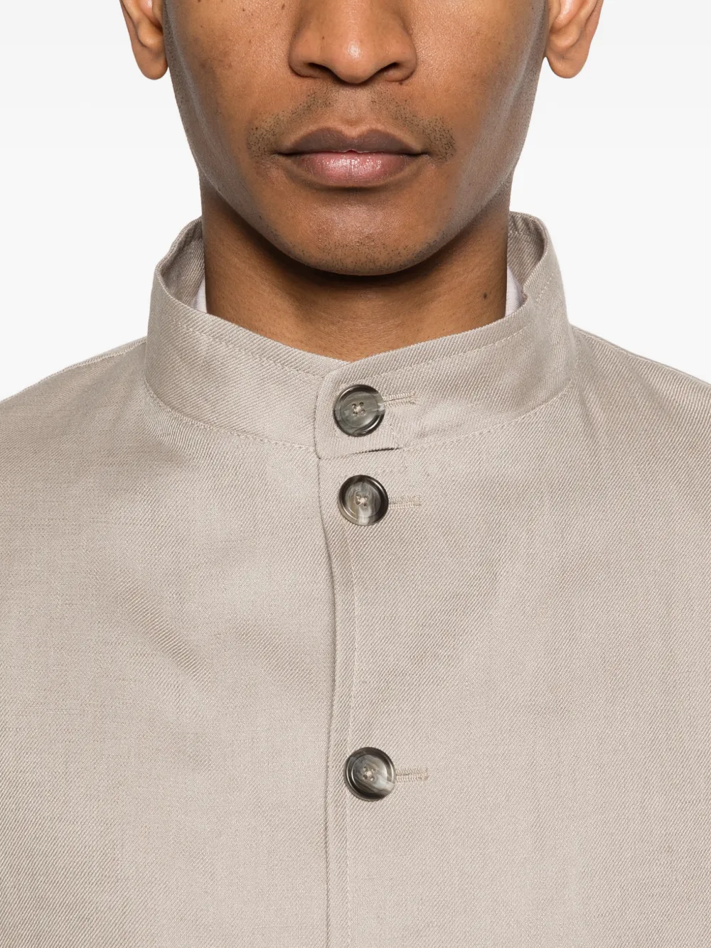 Tagliatore Button-up shirtjack met opgestikte zak Beige