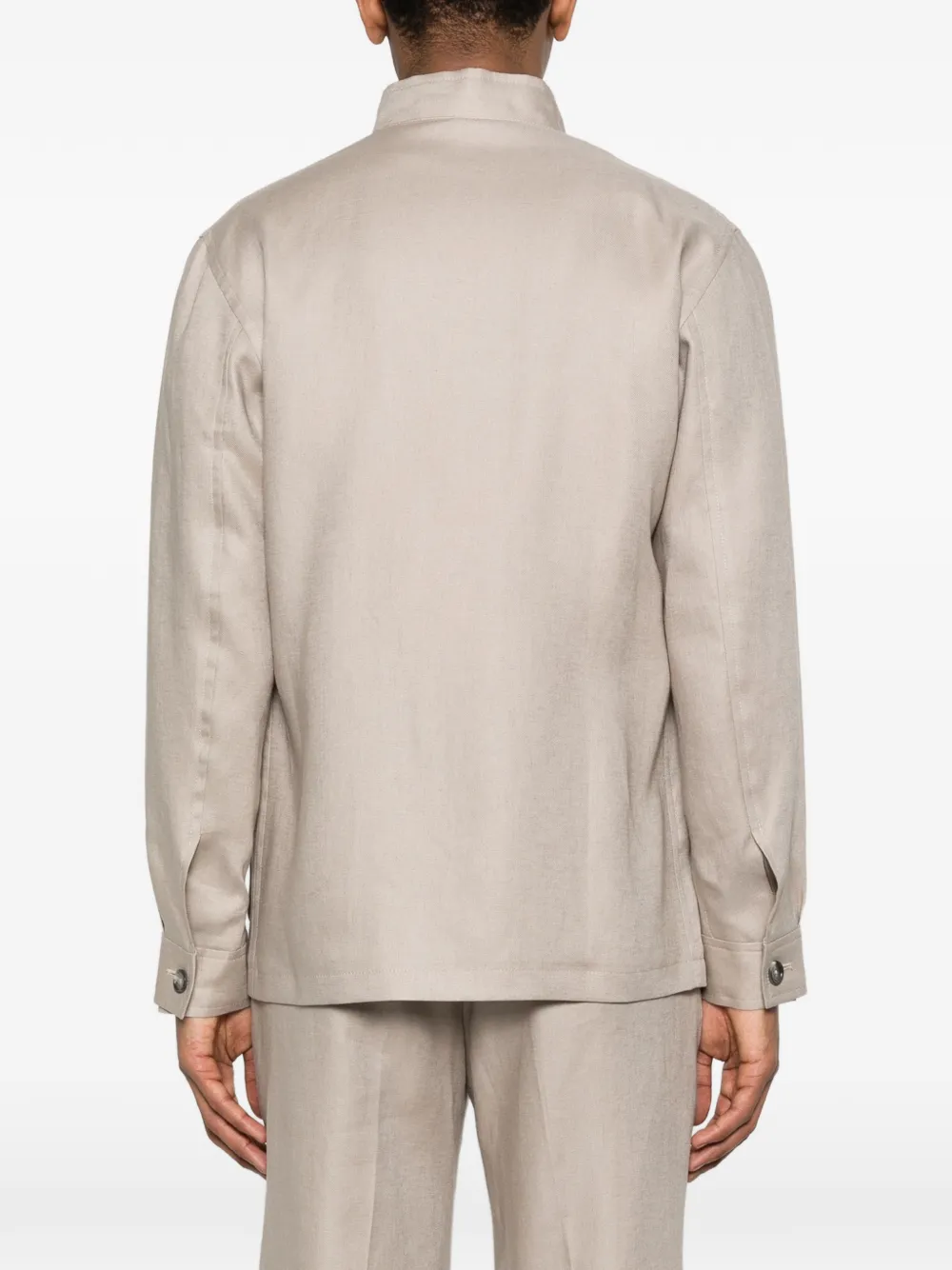 Tagliatore Button-up shirtjack met opgestikte zak Beige