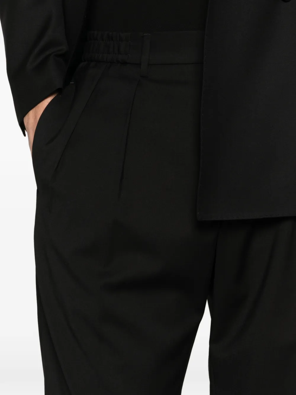 Tagliatore Plooibroek met elastische tailleband Zwart