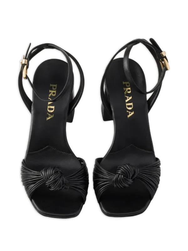 Prada レザー サンダル | ブラック | FARFETCH JP