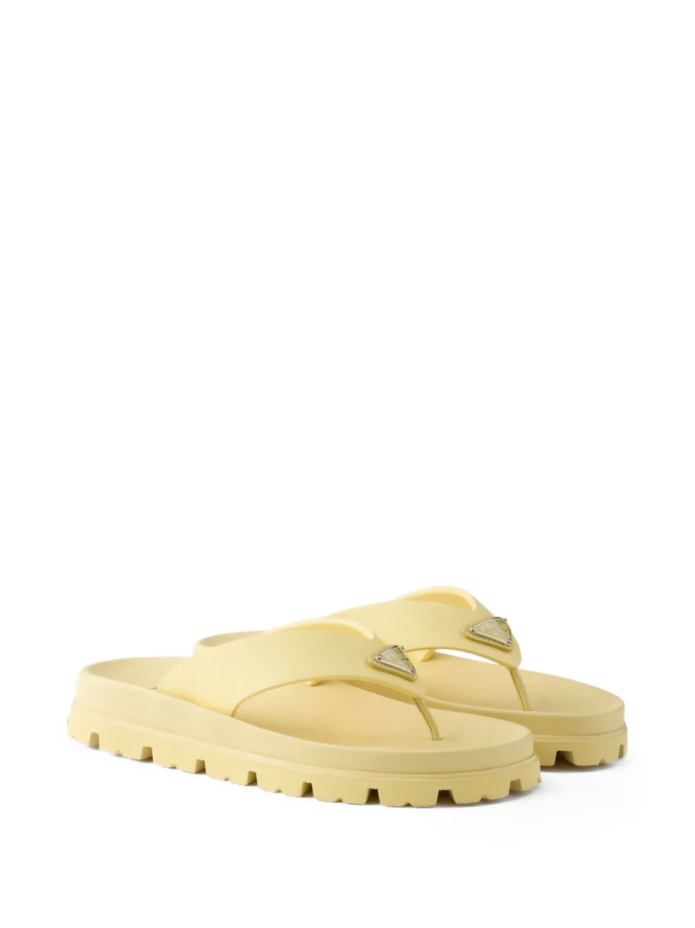 Prada Triangel sandalen met email Geel