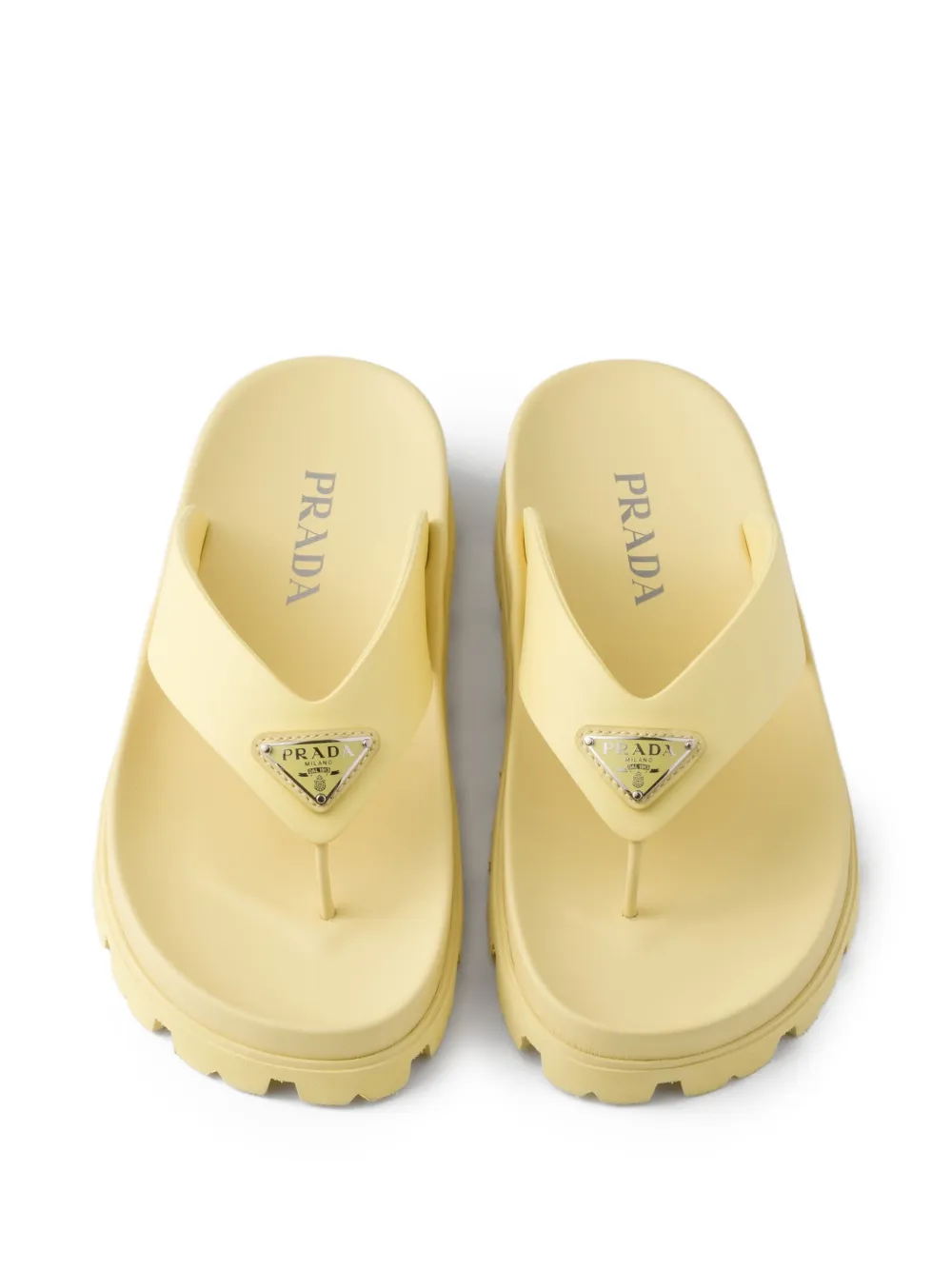 Prada Triangel sandalen met email Geel