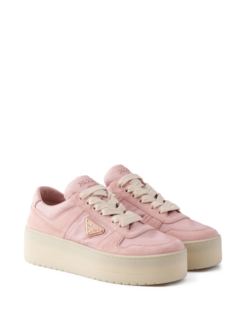  Prada Downtown Bold Platform Sneakers - Pink 