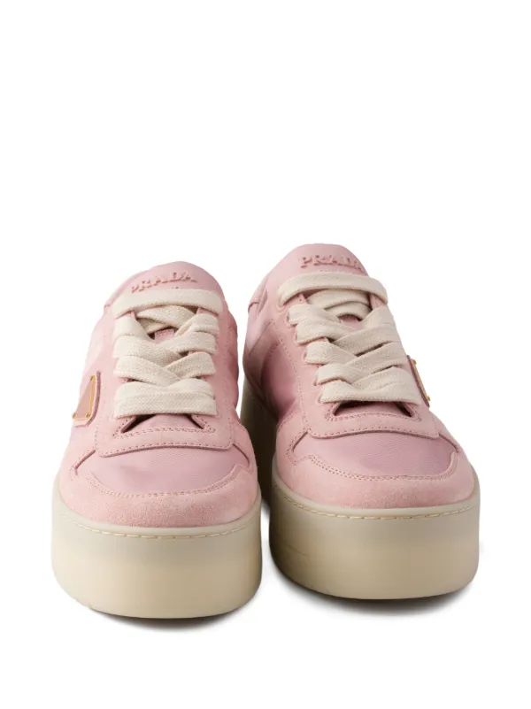 Prada Downtown Bold Re-nylon And Suede Sneakers | Pink | FARFETCH CA