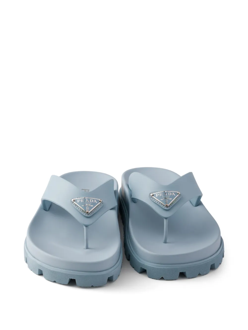 Prada Triangle platte sandalen Blauw