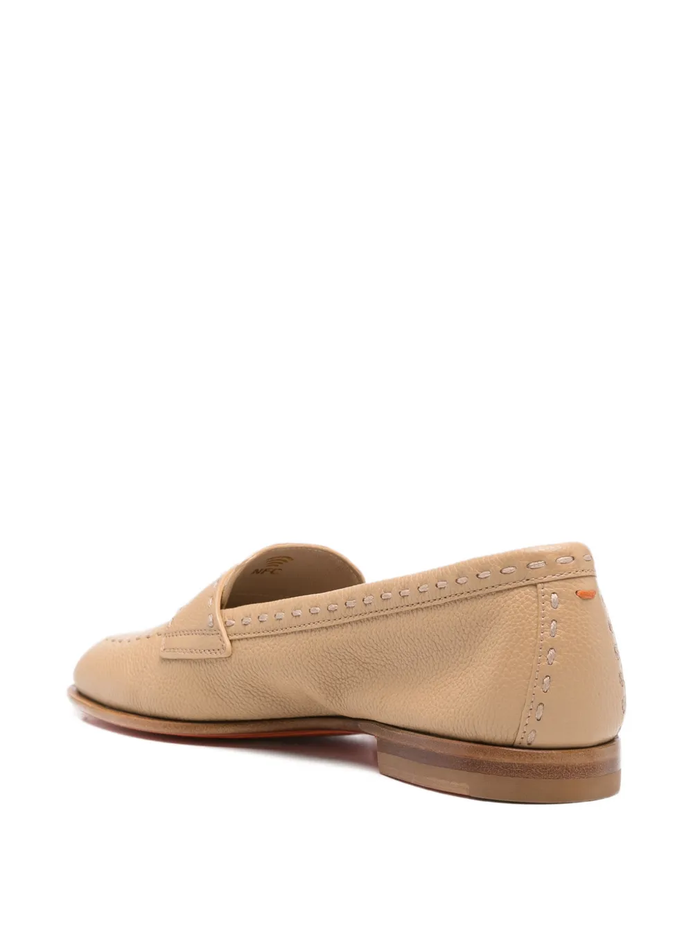 Santoni Leren loafers met stiksel Beige