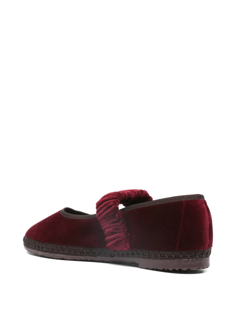 FLABELUS Mafalda ruffled-strap ballet flats Rood