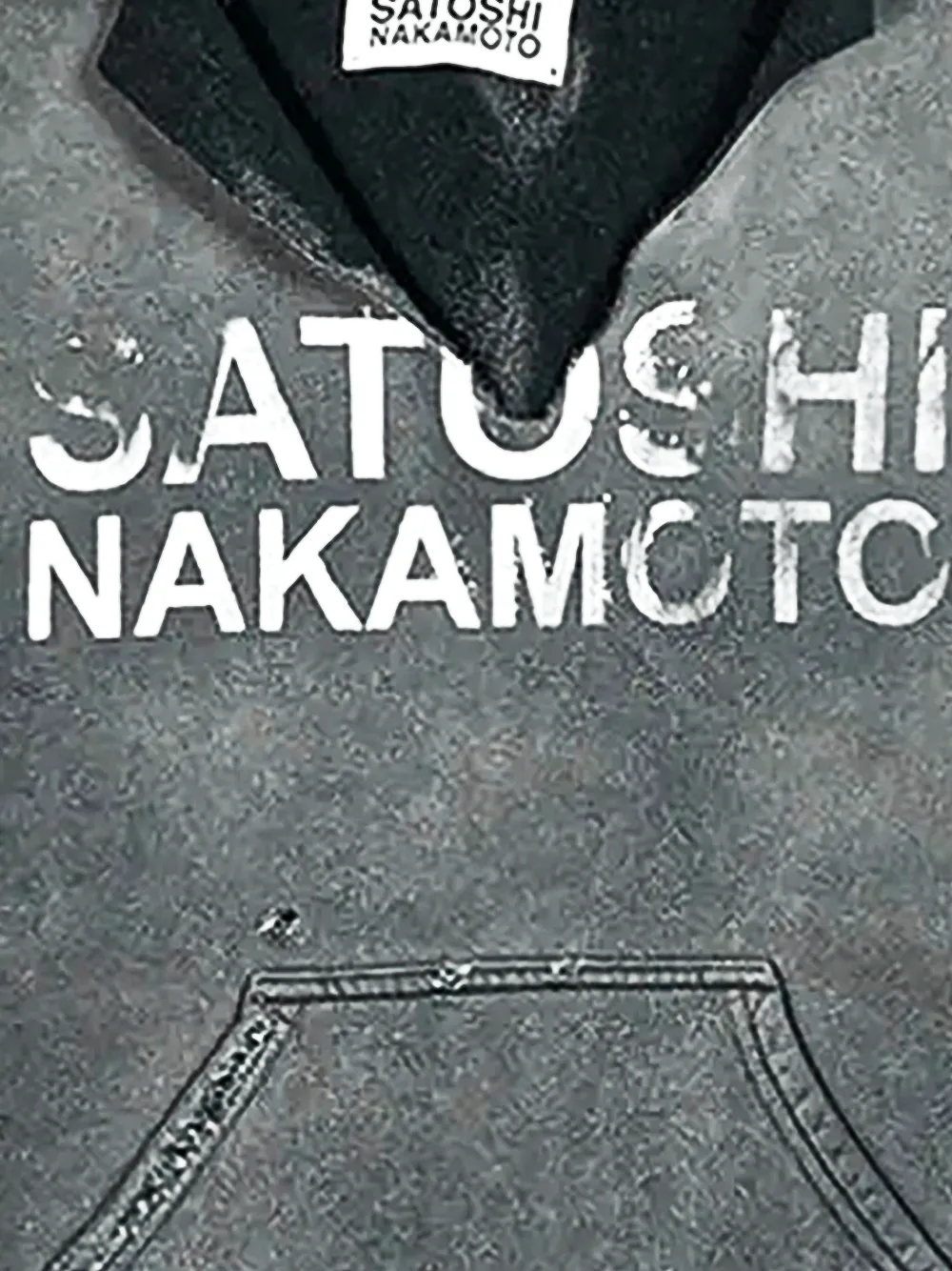  Satoshi Nakamoto Distressed V-cut Hoodie - Grey 
