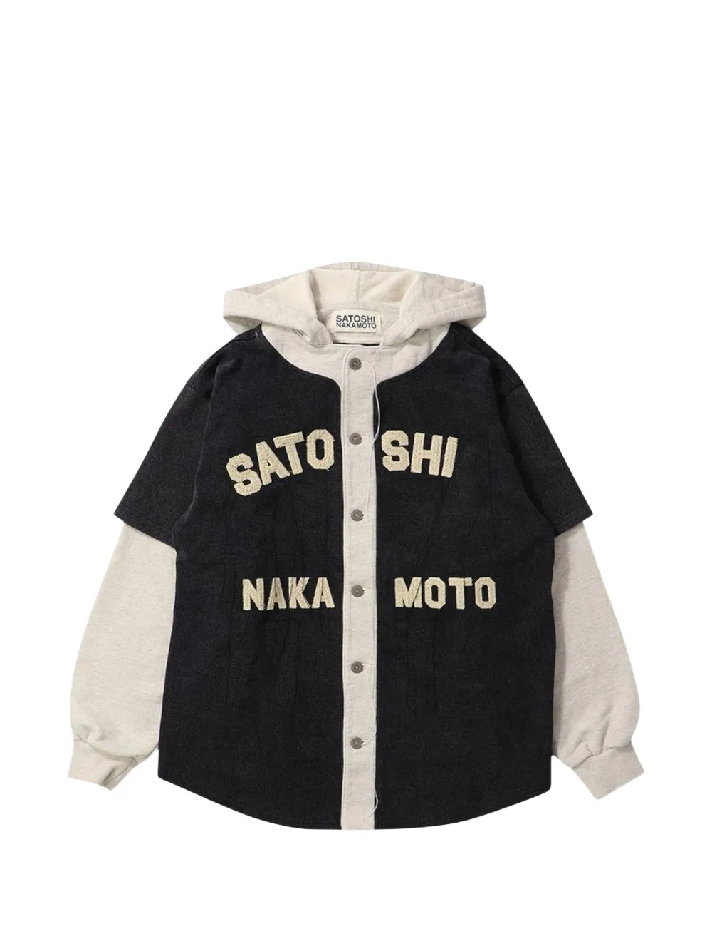SATOSHI NAKAMOTO Knapp Ranch Baseball logo hoodie - Black