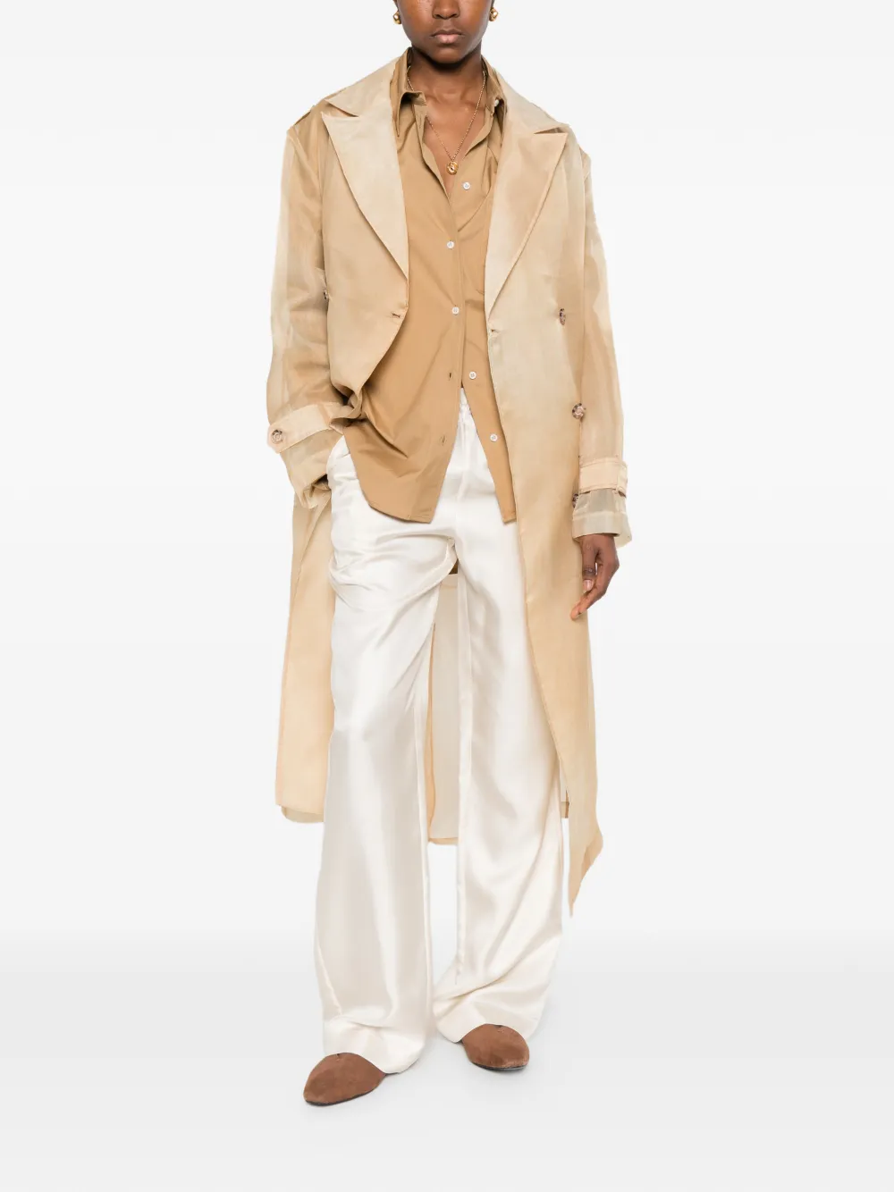  Ermanno Firenze Double-breasted Belted Jacket - Neutrals 
